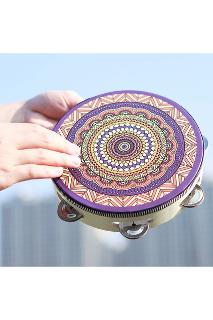 8 Inch Tambourine 10 IRIN 8 Inch Tambourine Handbell Hand Drum Colourful Wooden Tambourine For Dance