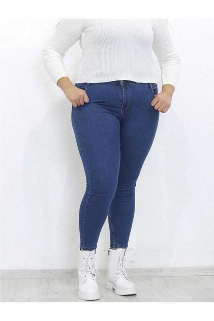 Extra Comfortable High-Waist Lycra Battal Tight-Leg Jeans (Skinny Mood)