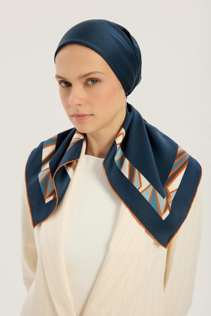 Aden Mulberry Silk Scarf Dark Blue 90 X 90
