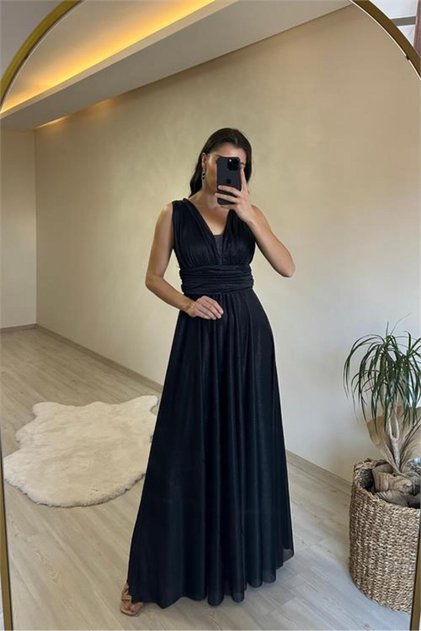rochie de seară cu bretele groase strălucitoare pentru femei drapat NM003