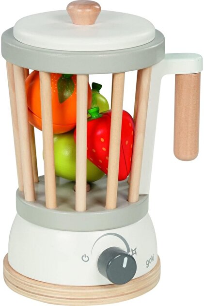 Set de joaca mixer cu fructe cu inchidere velcro din lemn penru copii,
