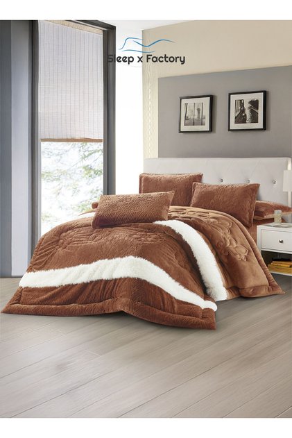 6-Piece Winter Velvet Comforter Set King 240×260 cm