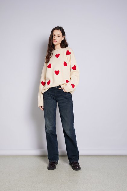 Heart Embroidered Knitwear Sweater