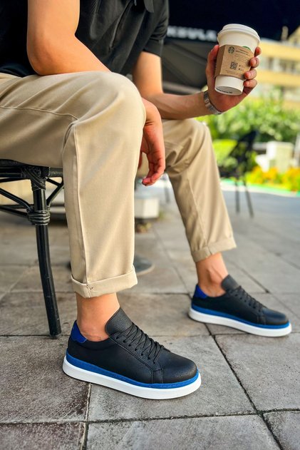 Ch979 Santoni Gbt Sports Men's Shoes Black/blue
