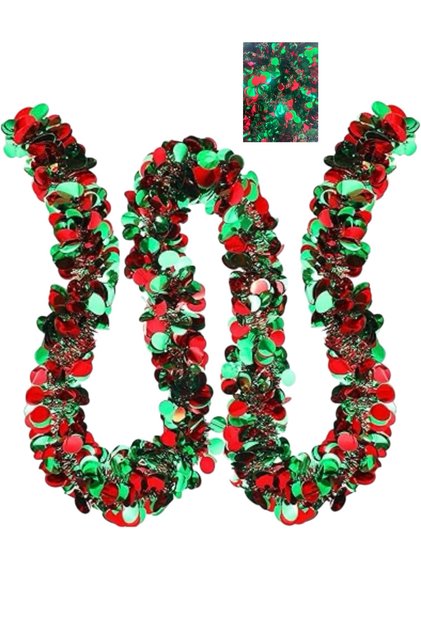 1.7 Red Green Meter Tinsel Garland Fringed Christmas Decoration