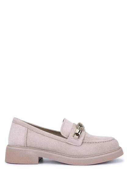 Women's Faux Leather Beige Loafer Shoes