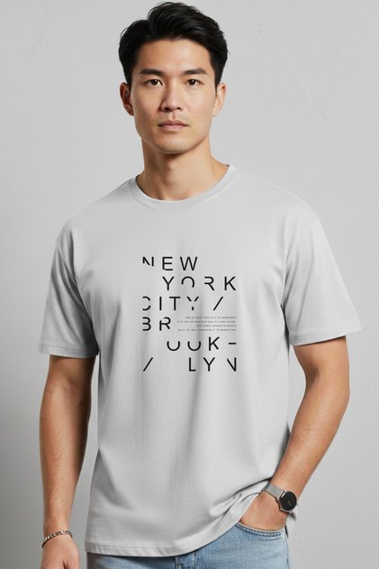 Men's New York City Printed Oversized Multi-Color Cotton T-Shirt