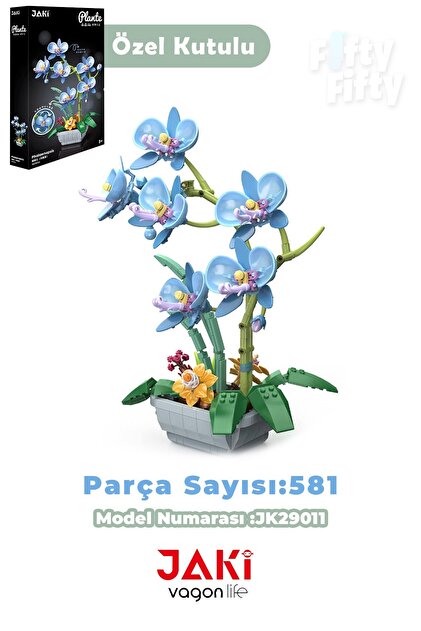 Vagonlife JAKİ Plante Serisi Saksıda Mavi Orkide 581 Parça Oyucak