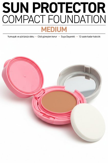 Kırışıklık Karşıtı Yüksek Kapatıcı SPF50 Waterproof Kompakt Fondöten - Compact Foundation Medium
