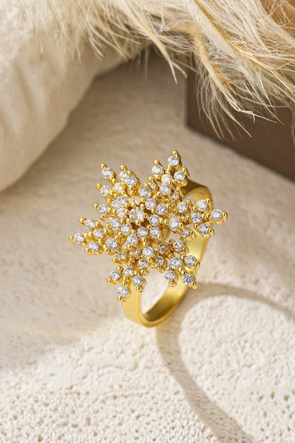 Snowflake Zircon Stone Adjustable Rotating Ring