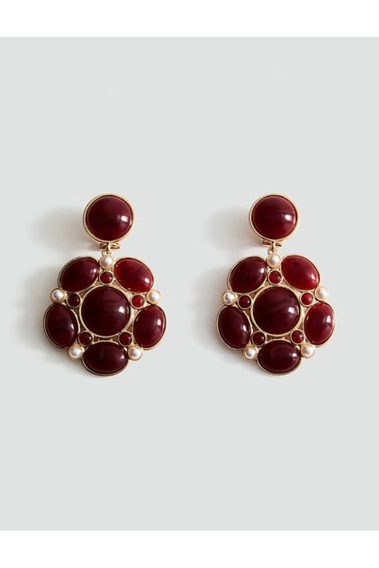 New Season Burgundy Buble Design Earrings