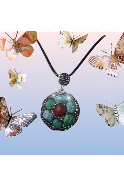 Emerald Ruby Natural Gemstone Pendant