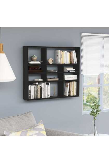 Wall Shelf Black 90x16x78 cm Engineered Wood