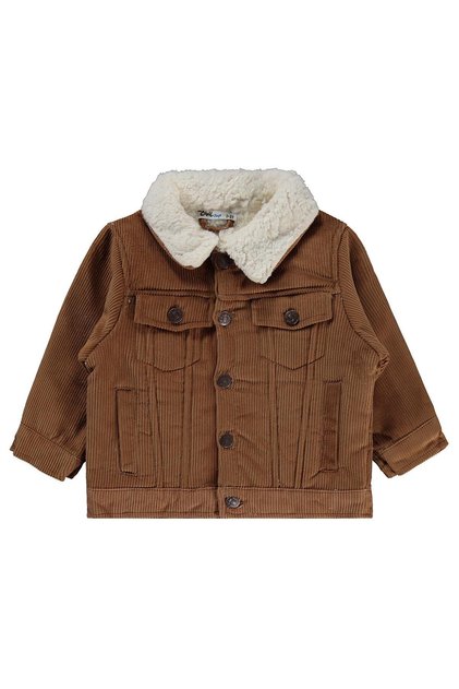 Fleece Lined Buttoned Velvet Jacket for Ages 2-5 - Brown 2-3 Years