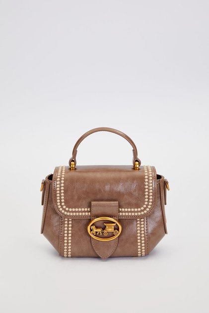 Gray Edge Patterned Stitched Handbag