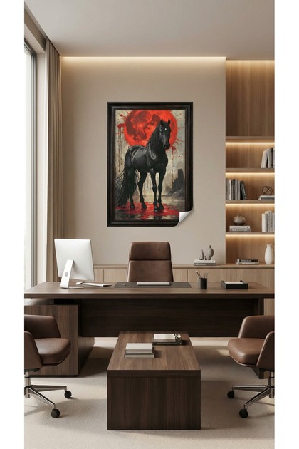Statik Tutunma Özellikli Tablo - Poster At Hayvan (Model- 10)