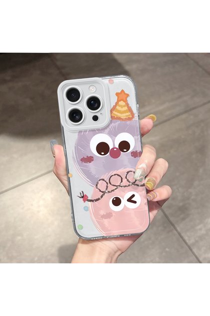 iPhone 16 Pro Compatible Case Camera Protection Transparent Ultra Thin Silicone Cover Small Charcoal Ball Pattern