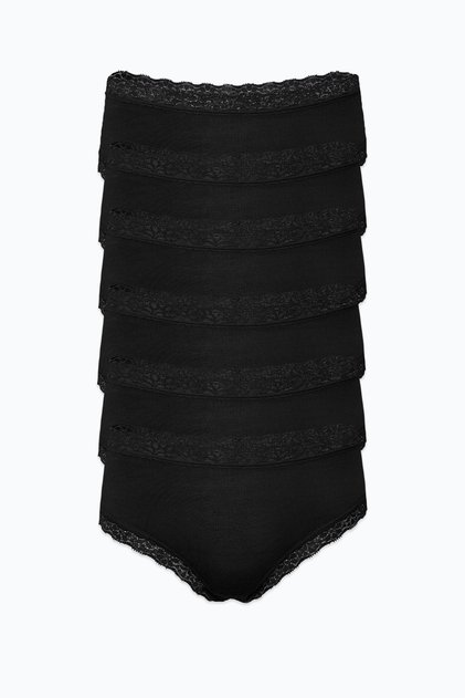 Women's Black 6-Pack Ultra Soft Micro Modal Lace Trim Slip Panties 6m700