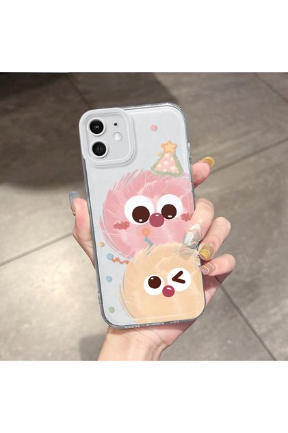 iPhone 12 Compatible Case Camera Protected Transparent Ultra Thin Silicone Cover Small Charcoal Ball Pattern