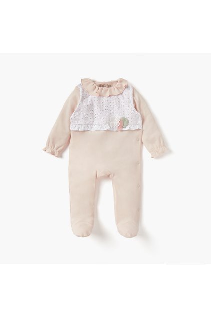 Panelled Closed Feet Sleepsuit with Long Sleeves