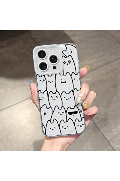 iPhone 16 Pro Compatible Case Camera Protection Transparent Ultra Thin Silicone Cover Simple Striped