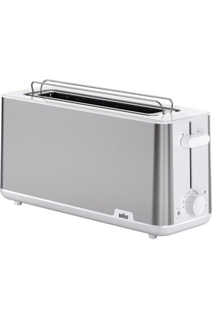 Prăjitor de pâine cu fante lungi PurShine HT 1610 WH (oțel inoxidabil/alb, 1.030 wați, pentru 2 felii de pâine prăjită)