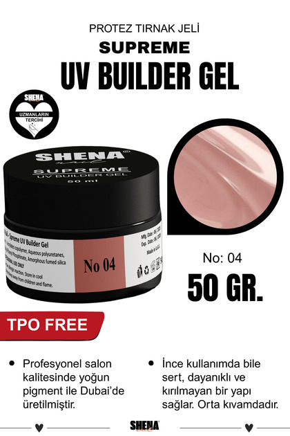Shena Supreme Protez Tırnak Jeli No: 04 Uv/Led Builder Gel 50 Gr