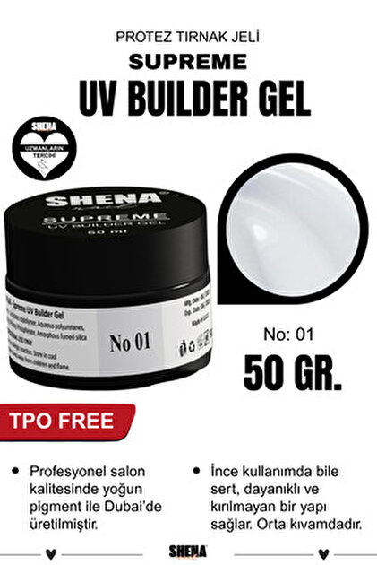 Shena Supreme Protez Tırnak Jeli No: Clear Şeffaf Uv/Led Builder
