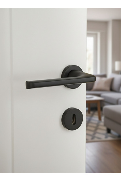 Elloy Rosette Luxury Room Door Handle Matte Black (Set for 1 Door)