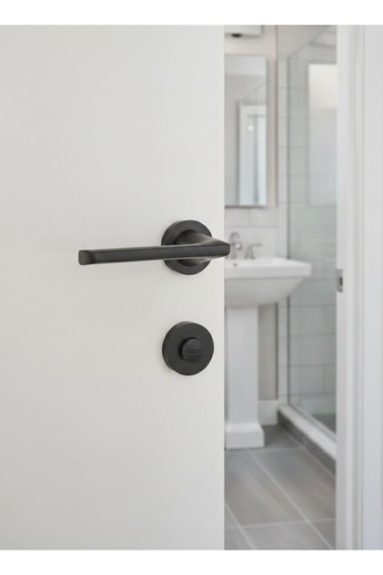 Elloy Rosette Luxury Wc Bathroom Latch Door Handle Chrome (Set for 1 Door)
