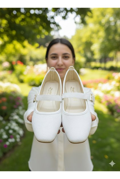 Women's Mary Jane Ballet Flats - Square Toe Buckle Leather Shoes