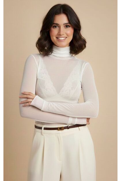 Premium Fishmouth Neck Cotton Transparent Women's Blouse