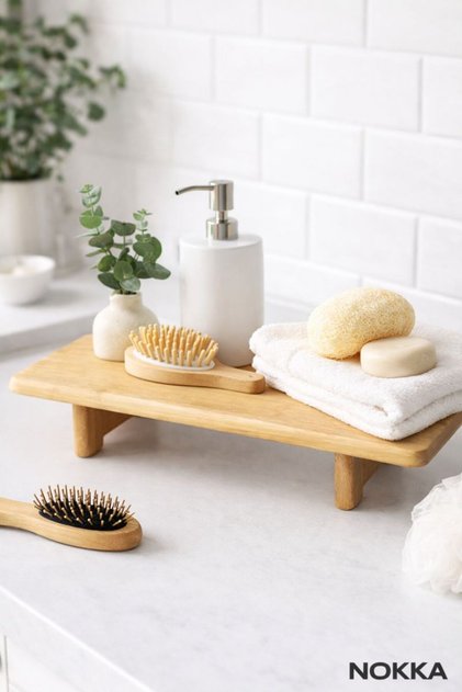 Rectangular Presentation Tray with Bamboo Legs, Cutting Board 33X15 cm