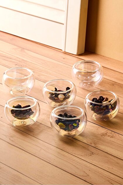 Colors 6-Pack 50 ml Double-Walled Turkish Delight Bowl Multi-Purpose Decorative Ergonomic Presentation Organizer