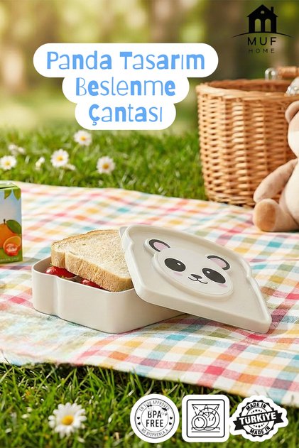 Panda Tasarımlı Çocuk Beslenme Kutusu - Okul Piknik Sandviç ve Atıştırmalık Saklama Kabı BPA Free