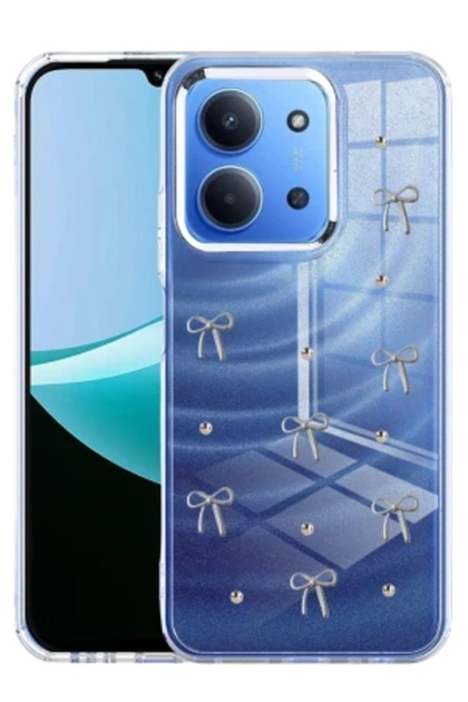 Glittery Transparent Non-Yellowing Case with Shiny Decal Design Compatible with Xiaomi Redmi 15C 4g