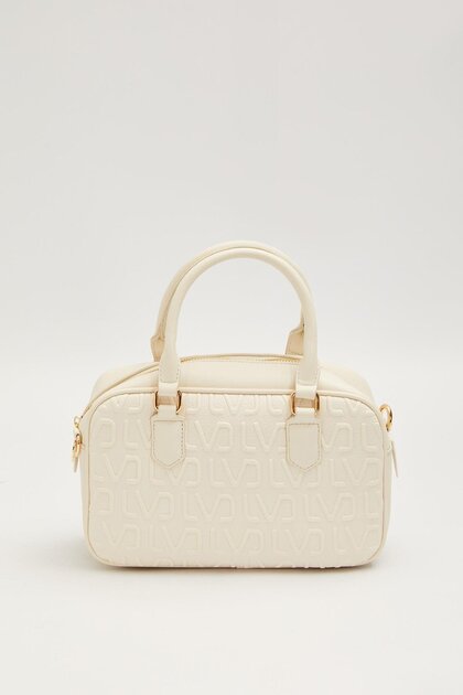 Embossed Printed Women's Medium Size Daily Hand and Shoulder Bag White