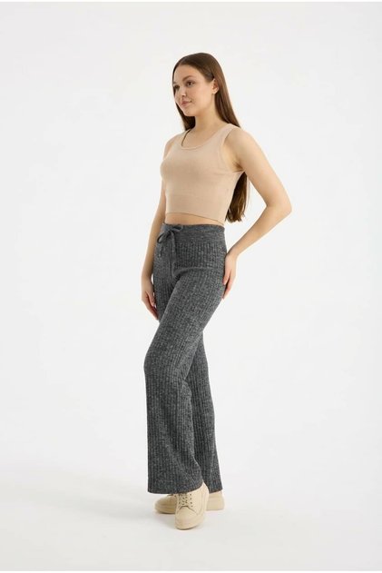 Ribbed Lace-Up Knitwear Trousers