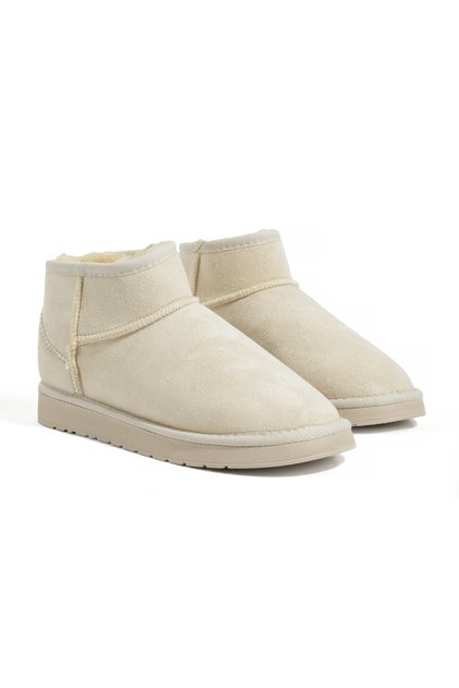 Women's Short Boots Beige Faux Suede
