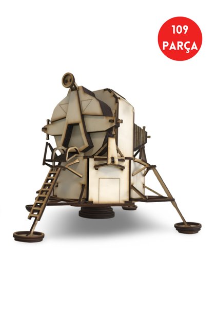 Apollo Ay Modülü Uzay Aracı Ahşap Maket Kiti – 109 Parça 3D Puzzle Fütüristik Keşif Gemisi DIY Hobi