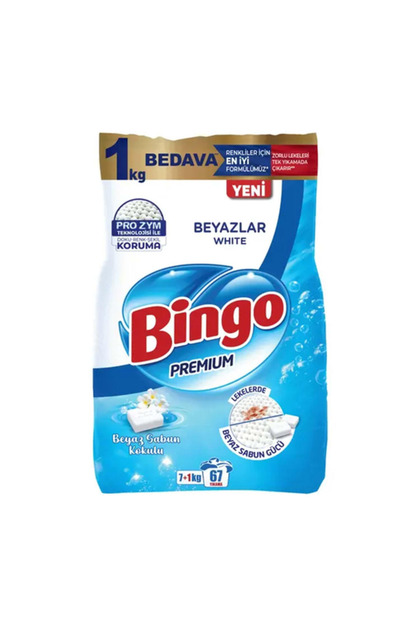 Premium Toz Çamaşır Deterjanı Beyazlar 7 Kg + 1 Kg Bedava X 2 Adet