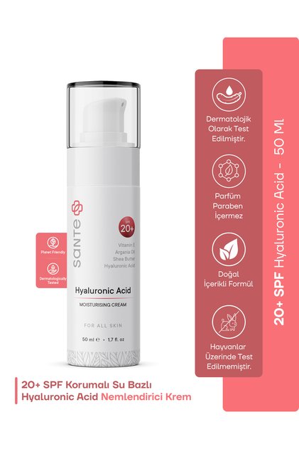 Anti-Aging Day Care Cream with Hyaluronic Acid Water Base 20 Spf Sun Protection 50 ml