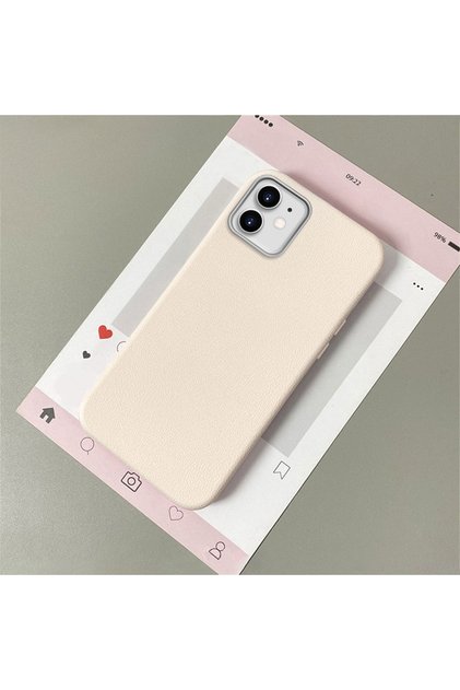 iPhone 12/12 Pro Compatible White Leather Textured Silicone Protects Camera Shock Absorbing Case