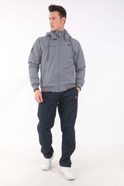 Inside Is Polar Twill Fabric Hooded Large Size Men's Tracksuit Set 4167