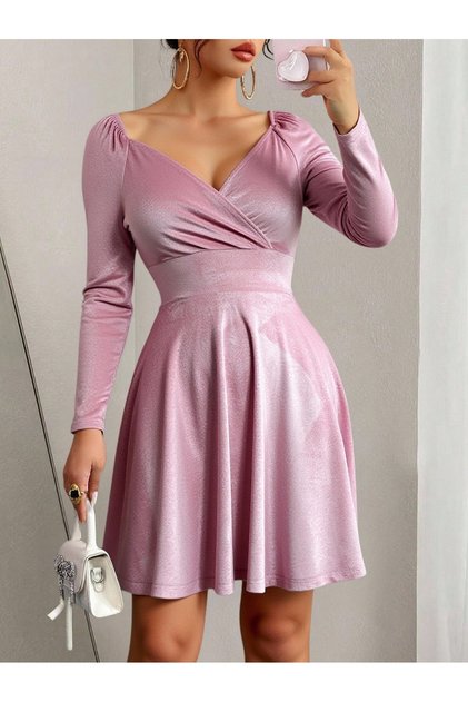 Women's Double Breasted Collar Velvet Dress