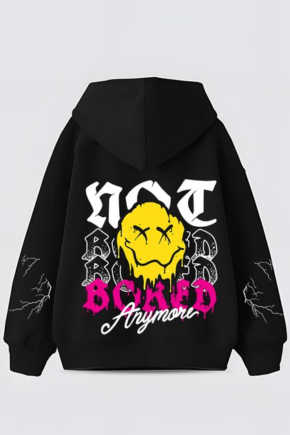 Street Style Not Bored Anymore Graphic Printed Thick 3 Thread Sweatshirt