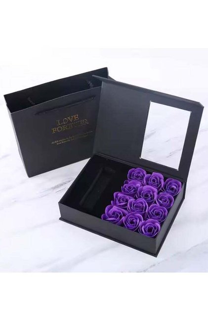 Gift Box with 12 Heads Roses, Jewelry Flower Box with Bag, Forever Preserved Rose Box