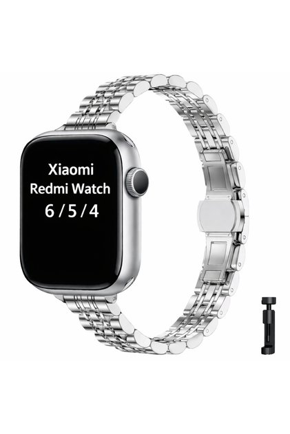 Xiaomi Redmi Watch 6 Active/6 Lite/6/5/4/Band 10 Pro/Band 9 Pro/Band 8 Pro Uyumlu Paslanmaz Çelik İnce Kesim Tasarım Kordon Kayış