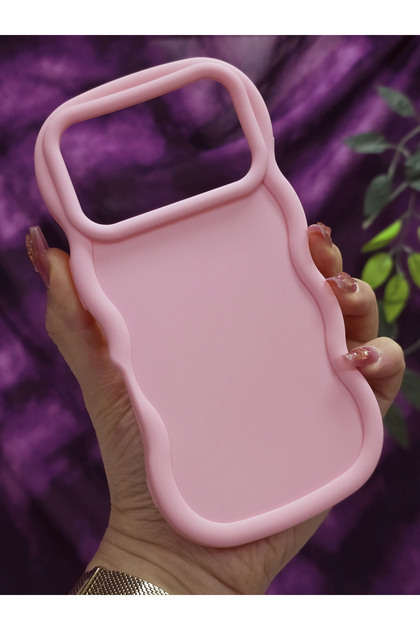 iPhone 17 Pro Compatible Soft Textured Wave Edge Powder Pink Case