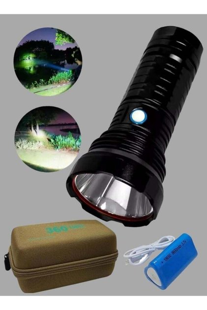 مصباح يدوي LED قابل لإعادة الشحن عبر منفذ USB من Generic Light بقوة 1800 لومن، مصباح فائق السطوع، مقاوم للماء، 6600 مللي أمبير